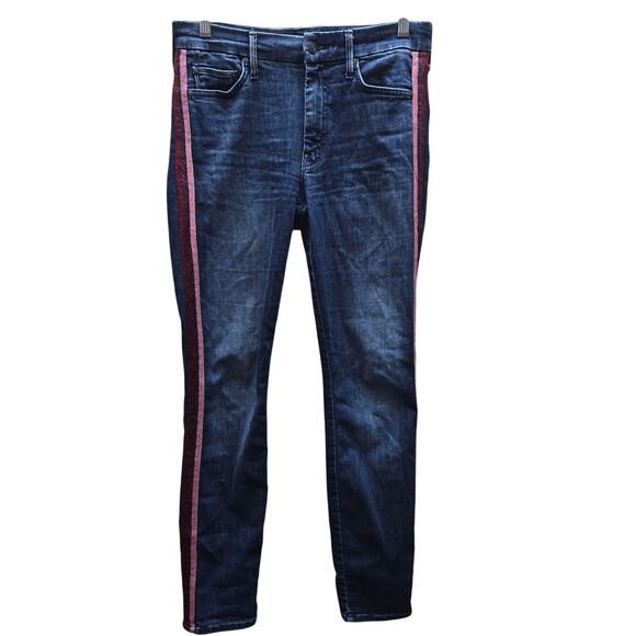 Mother High Waist The Looker Jeans Here Kitty Kitty Glitter Racer Stripe SZ 27 - Picture 1 of 7